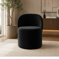 Wooden Twist Luxe Round Velvet Accent Chair