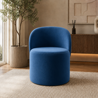 Wooden Twist Luxe Round Velvet Accent Chair