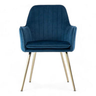 Wooden Twist Bonzer Velvet Fabric Modern Cafe Dining Chair with Metal Legs Stylish Seating for Kitchen and Dining Room - WoodenTwist