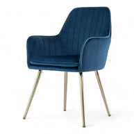 Wooden Twist Bonzer Velvet Fabric Modern Cafe Dining Chair with Metal Legs Stylish Seating for Kitchen and Dining Room - WoodenTwist