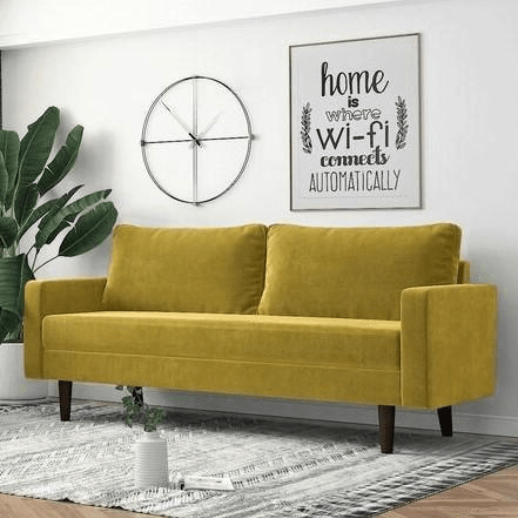 Wooden Twist Allay Designer Handmade Velvet Fabric Solid Wood Soft & Comfortable Sofa Set - WoodenTwist