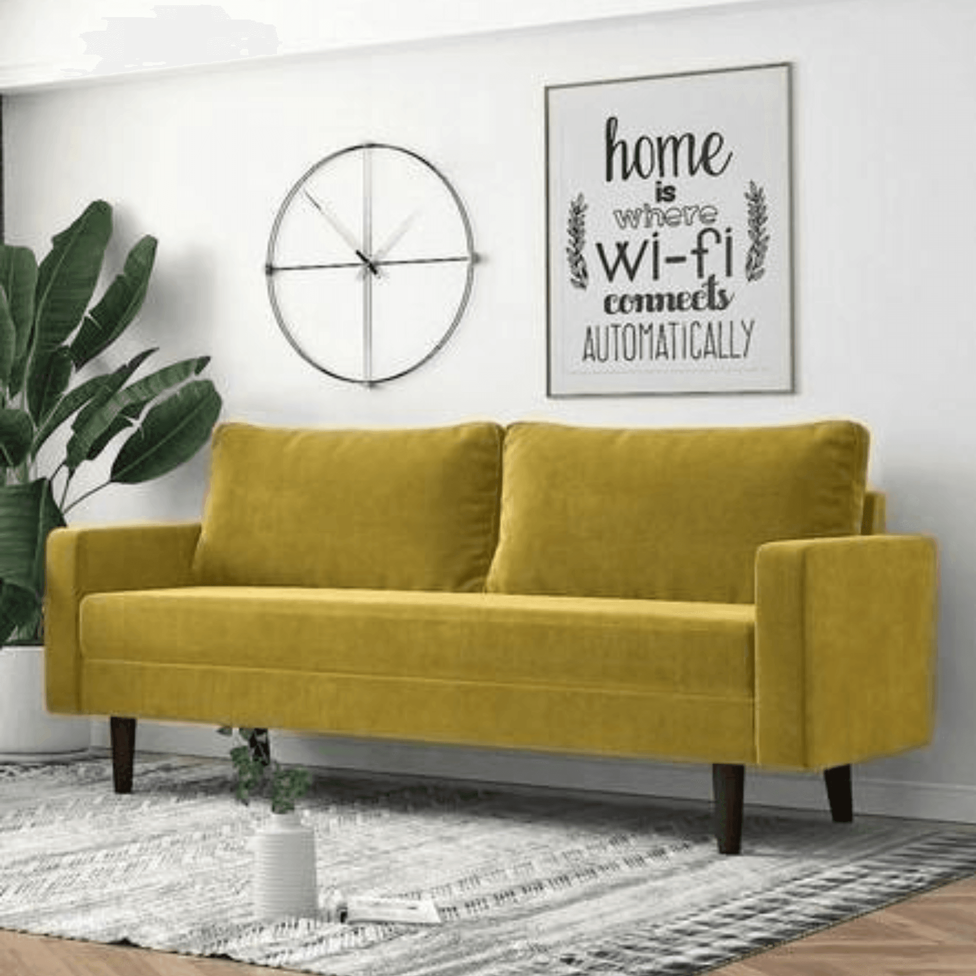 Wooden Twist Allay Designer Handmade Velvet Fabric Solid Wood Soft & Comfortable Sofa Set - WoodenTwist