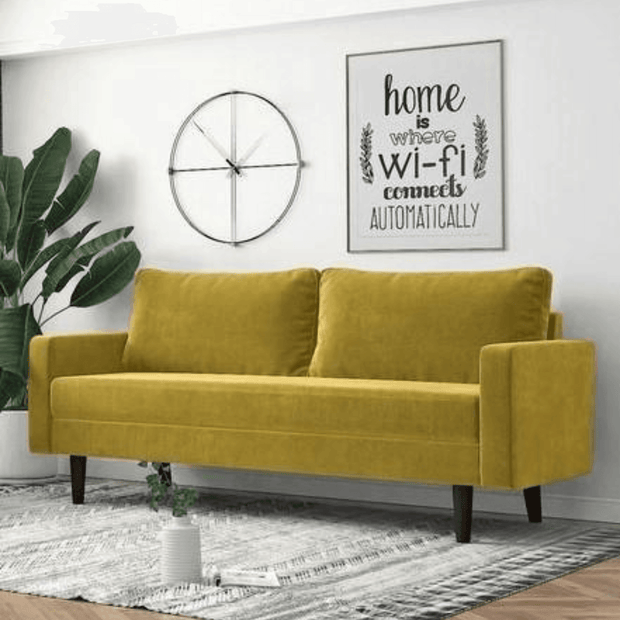 Wooden Twist Allay Designer Handmade Velvet Fabric Solid Wood Soft & Comfortable Sofa Set - WoodenTwist