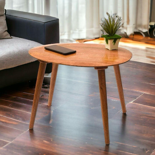 Wooden Twist Oval Side Table
