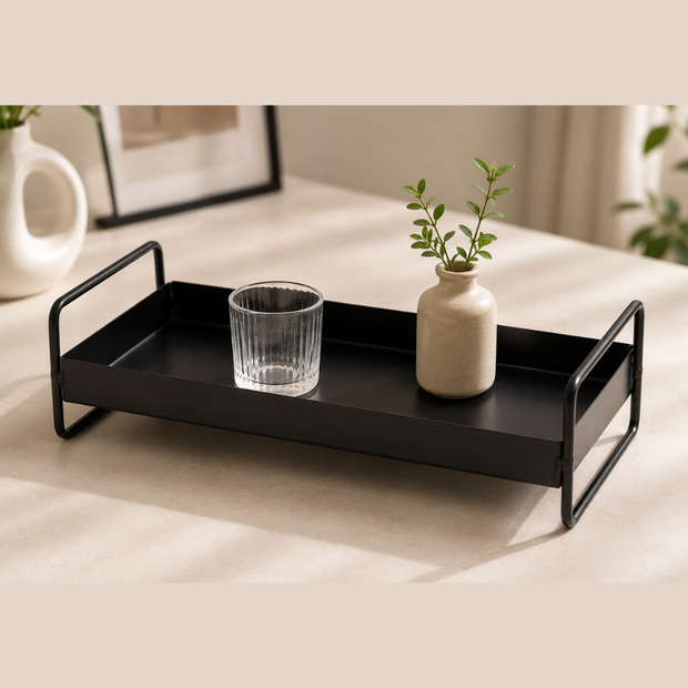 Wooden Twist Rectangular Vanity Tray Modern Organizer Tray