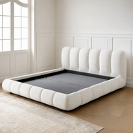 Wooden Twist Tactic Modernize Boucle Upholstery Bed for Luxury Bedroom Contemporary, Stylish, and Elegant