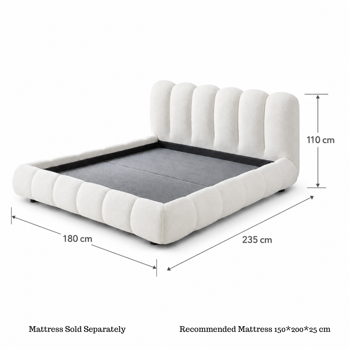 Wooden Twist Tactic Modernize Boucle Upholstery Bed for Luxury Bedroom Contemporary, Stylish, and Elegant