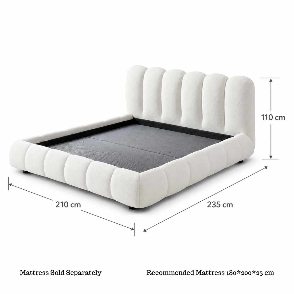 Wooden Twist Tactic Modernize Boucle Upholstery Bed for Luxury Bedroom Contemporary, Stylish, and Elegant