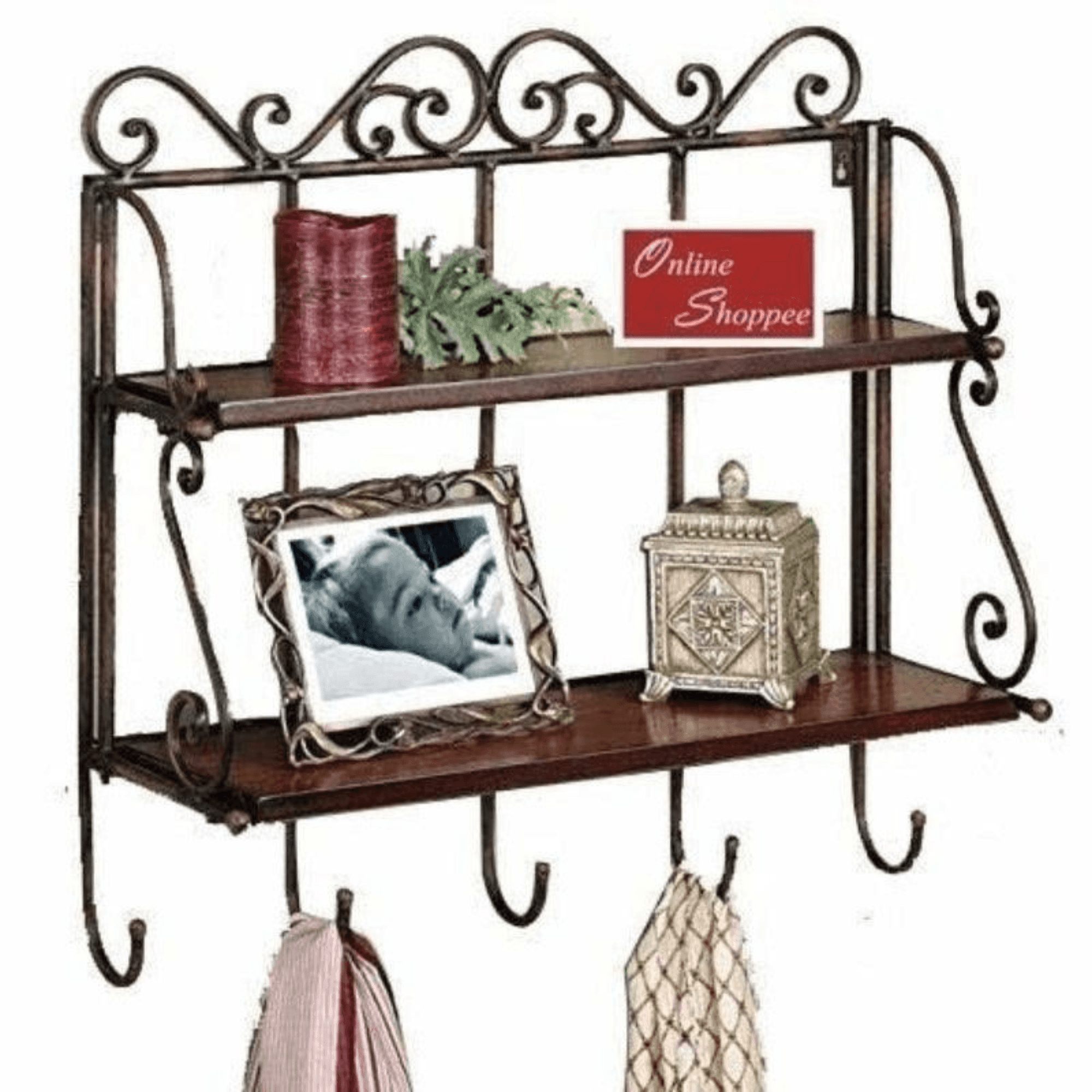 Wooden Twist Dyke Wall Mounted 2 Shelf Book and Kitchen Rack - WoodenTwist