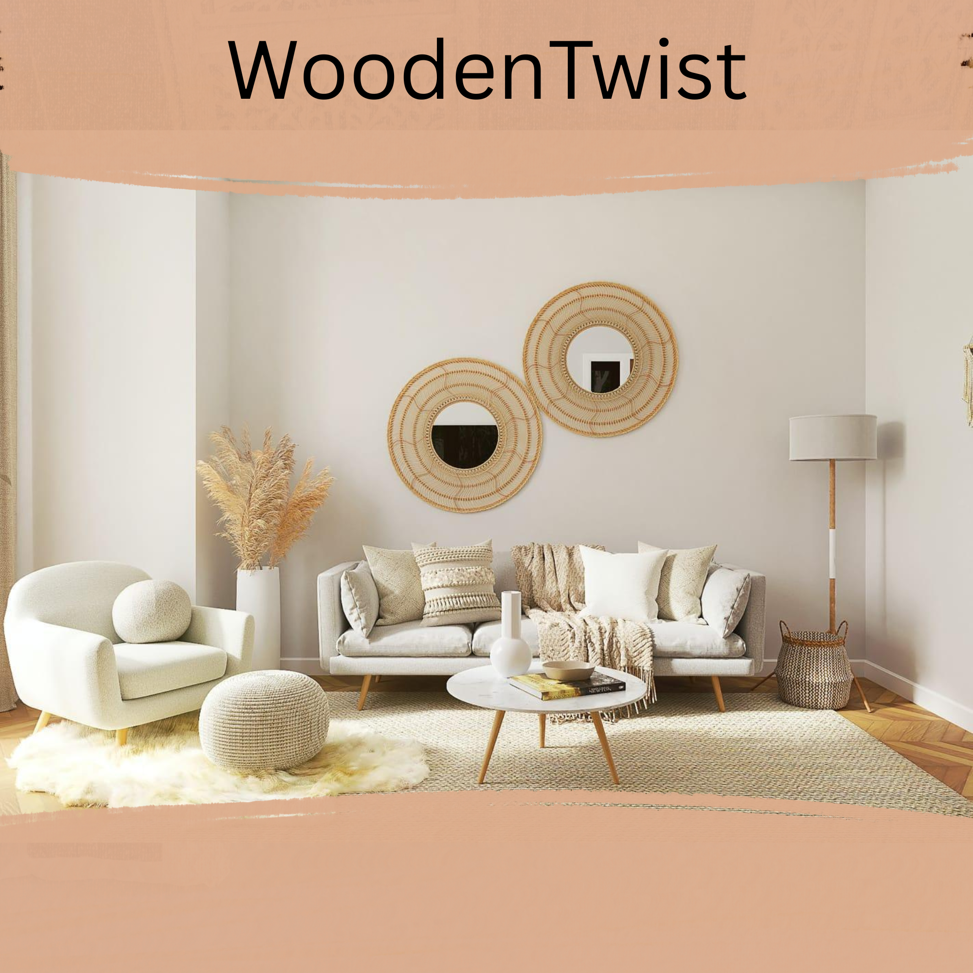 Wooden Handmade Charming Mid Century Modern Sofa Set 3+1 (Light Grey) - WoodenTwist