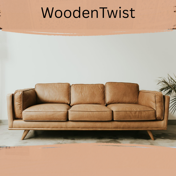 Wooden Handmade Attractive Modern 3 Seater Sofa (Brown) - WoodenTwist