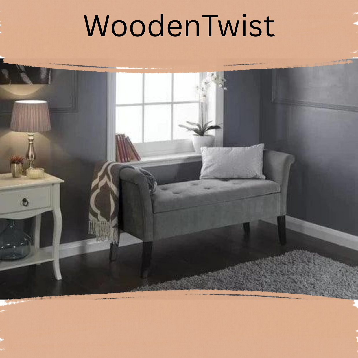 Handmade Exclusive Modern Design Wooden Bench with Storage (Walnut Legs) - WoodenTwist