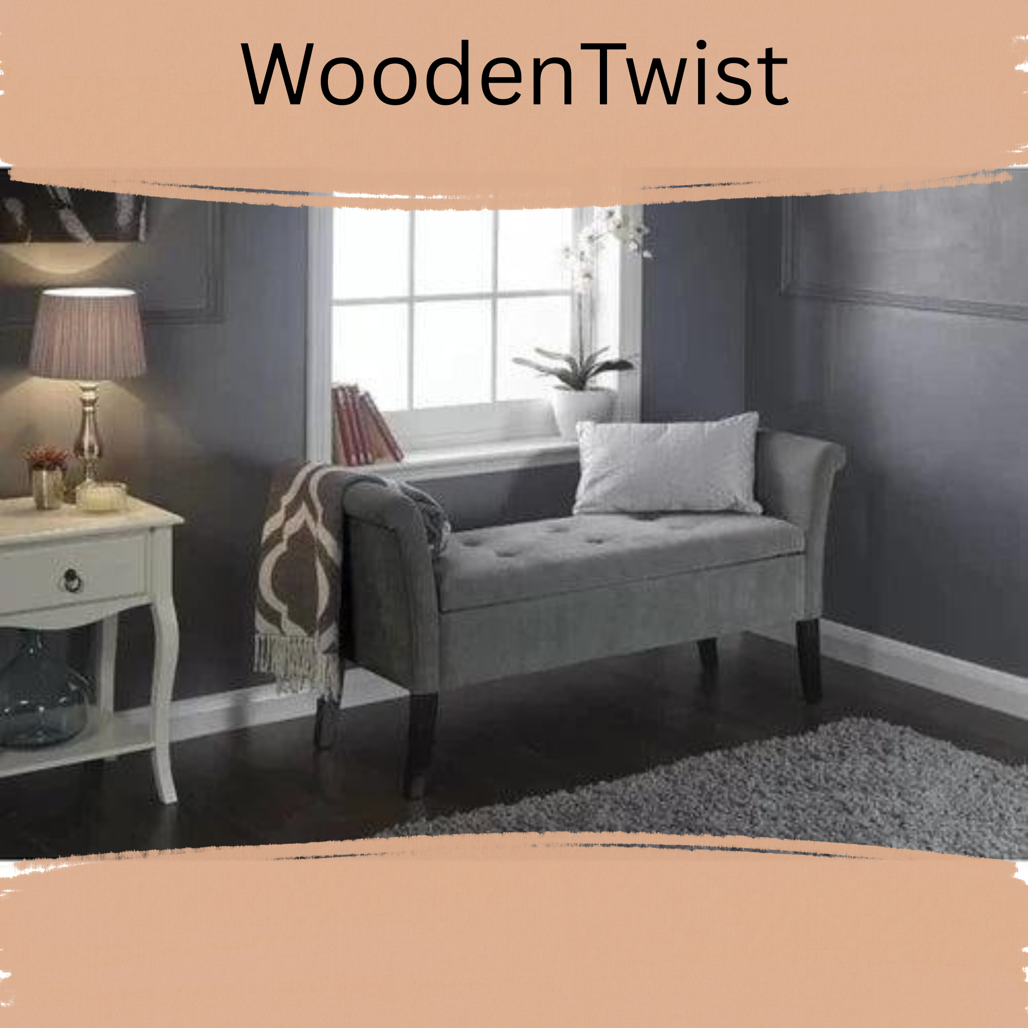 Handmade Exclusive Modern Design Wooden Bench with Storage (Walnut Legs) - WoodenTwist