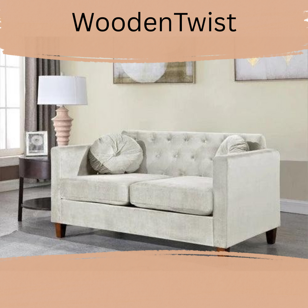 Velvet Square Arm Loveseat 2 Seater Sofa - WoodenTwist