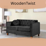 Velvet Square Arm Loveseat 2 Seater Sofa - WoodenTwist