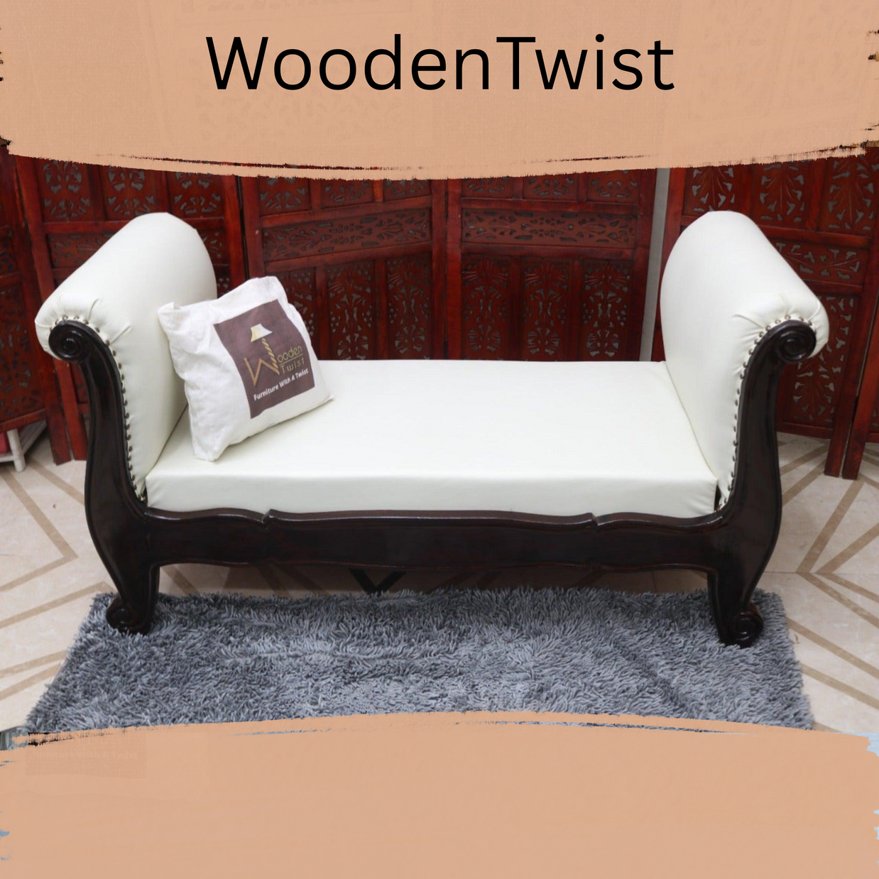 Fovero Sheesham Wood Bench Couch (Walnut Finish) - WoodenTwist