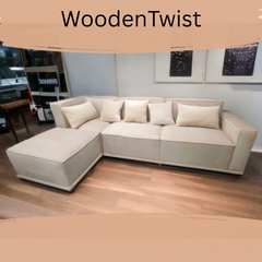 Madera Handmade Modular Sectional Sofa Set 5 Seater (Cream)
