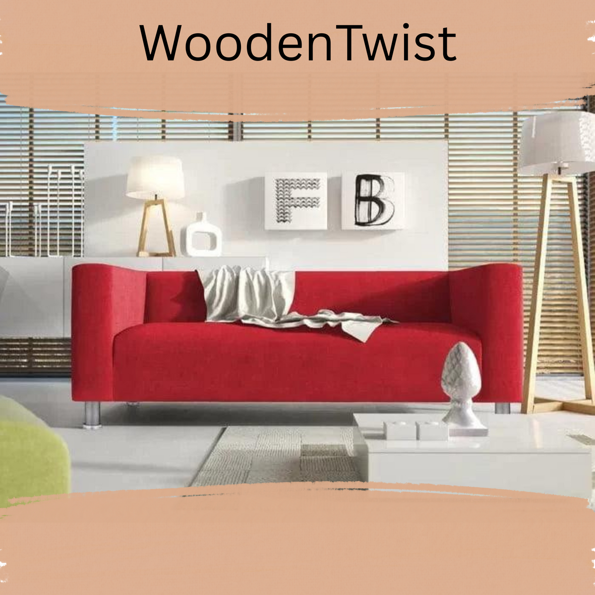 Wooden Twist Snazzy Style Teak Wood 3 Seater Modern Sofa