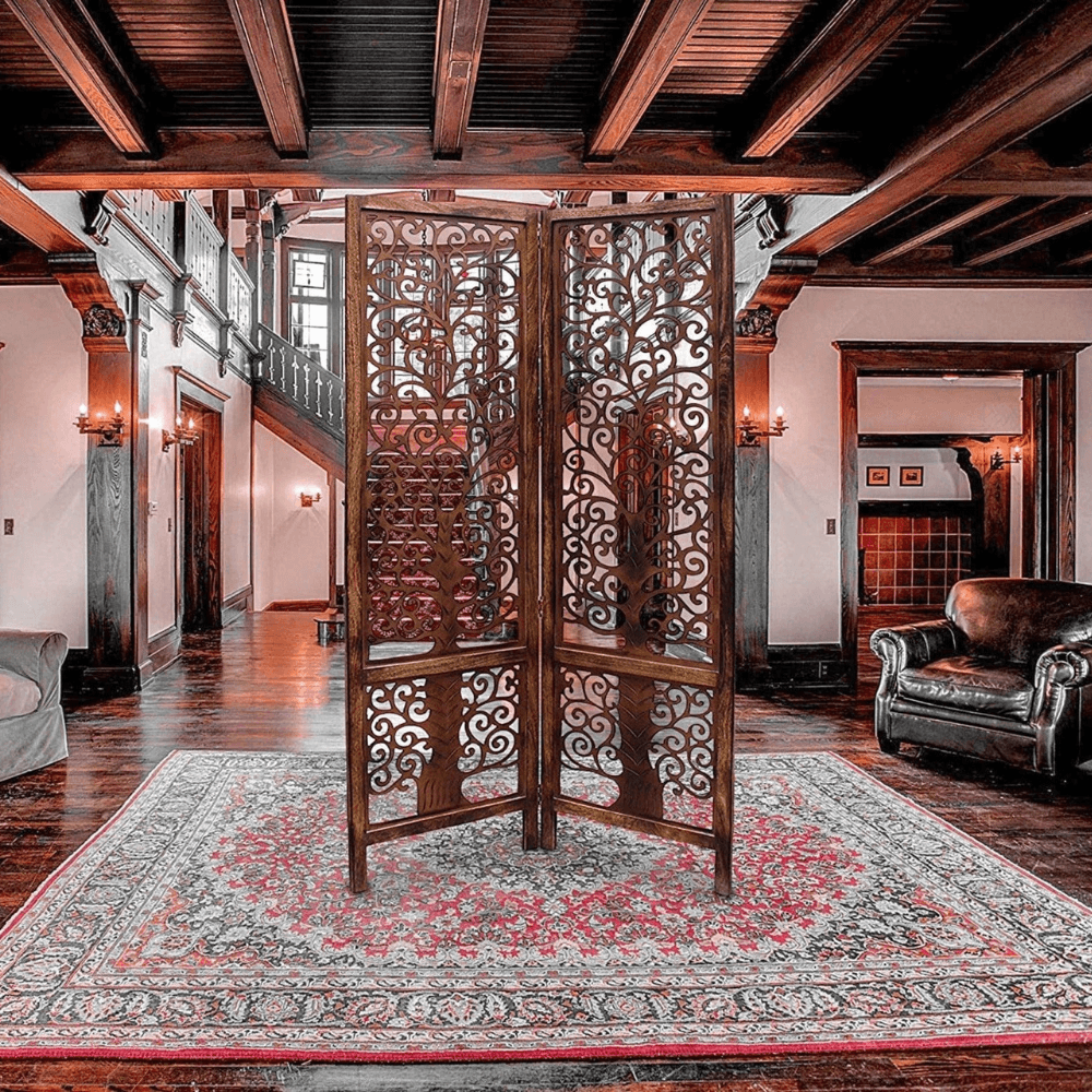 Nezox handcrafted Mango Wood room divider partition screen, view 12