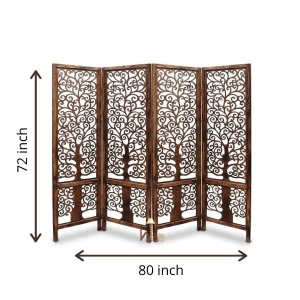 Nezox handcrafted Mango Wood room divider partition screen, view 3