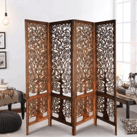 Nezox handcrafted Mango Wood room divider partition screen, view 4
