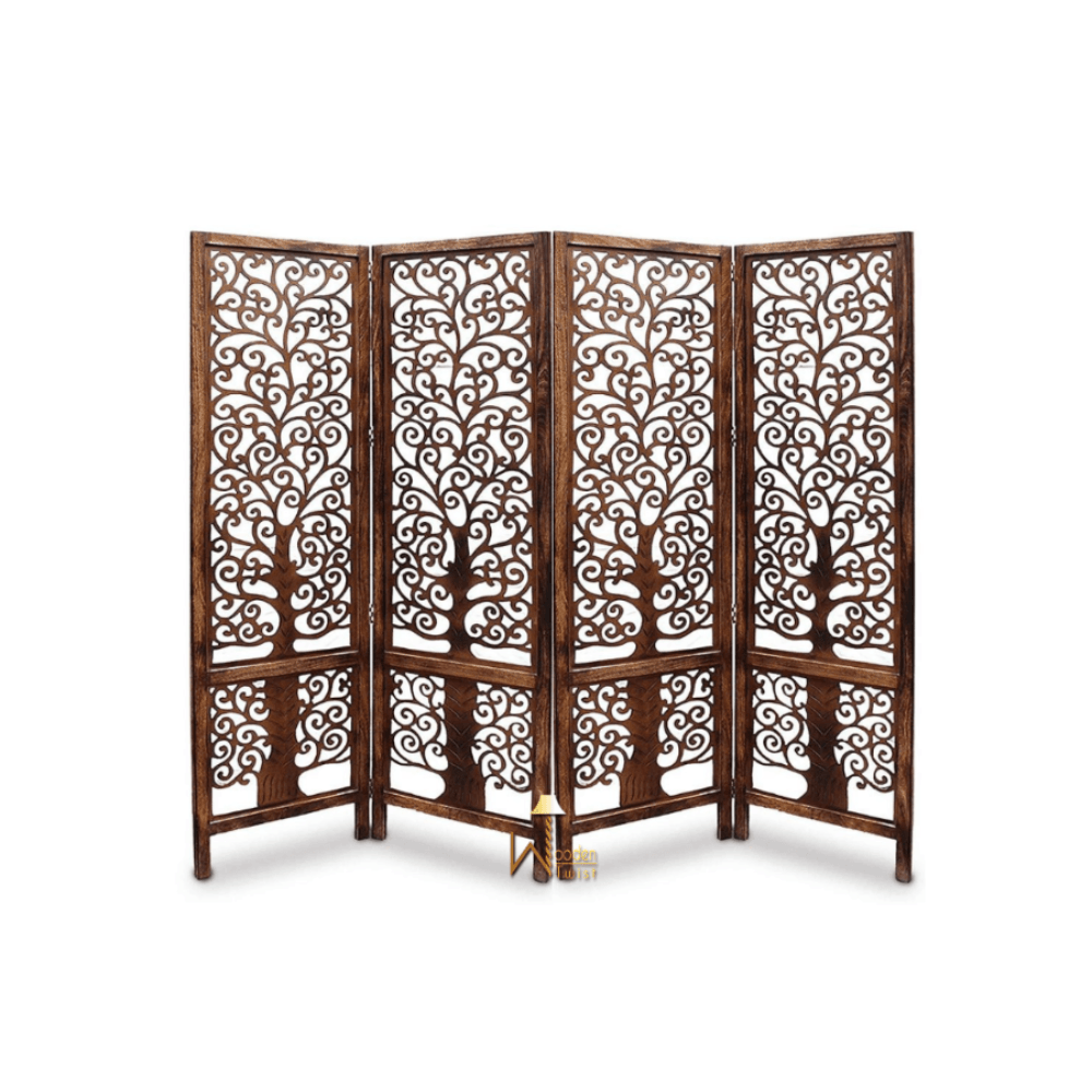 Nezox handcrafted Mango Wood room divider partition screen, view 5