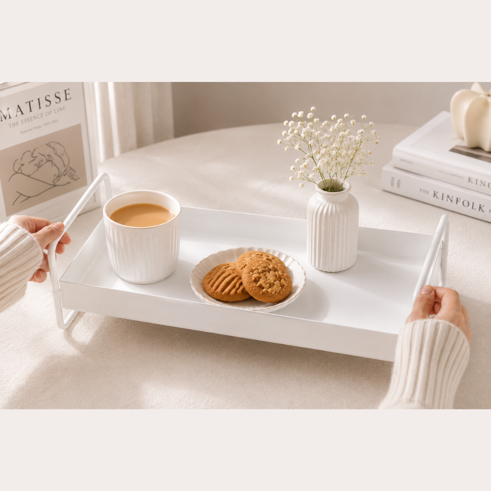 Wooden Twist Rectangular Vanity Tray Modern Organizer Tray