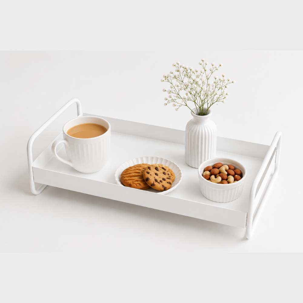 Wooden Twist Rectangular Vanity Tray Modern Organizer Tray