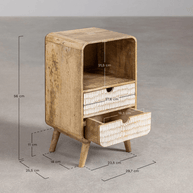 Wooden Twist Solivne Handmade Stylish Bedside Table with 2 Spacious Storage Drawers - WoodenTwist