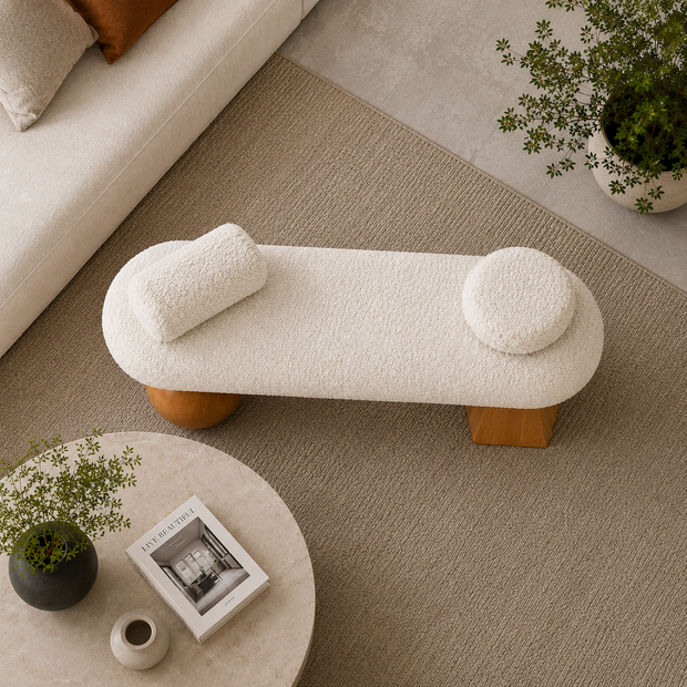 Modern Boucle Upholstered Bench