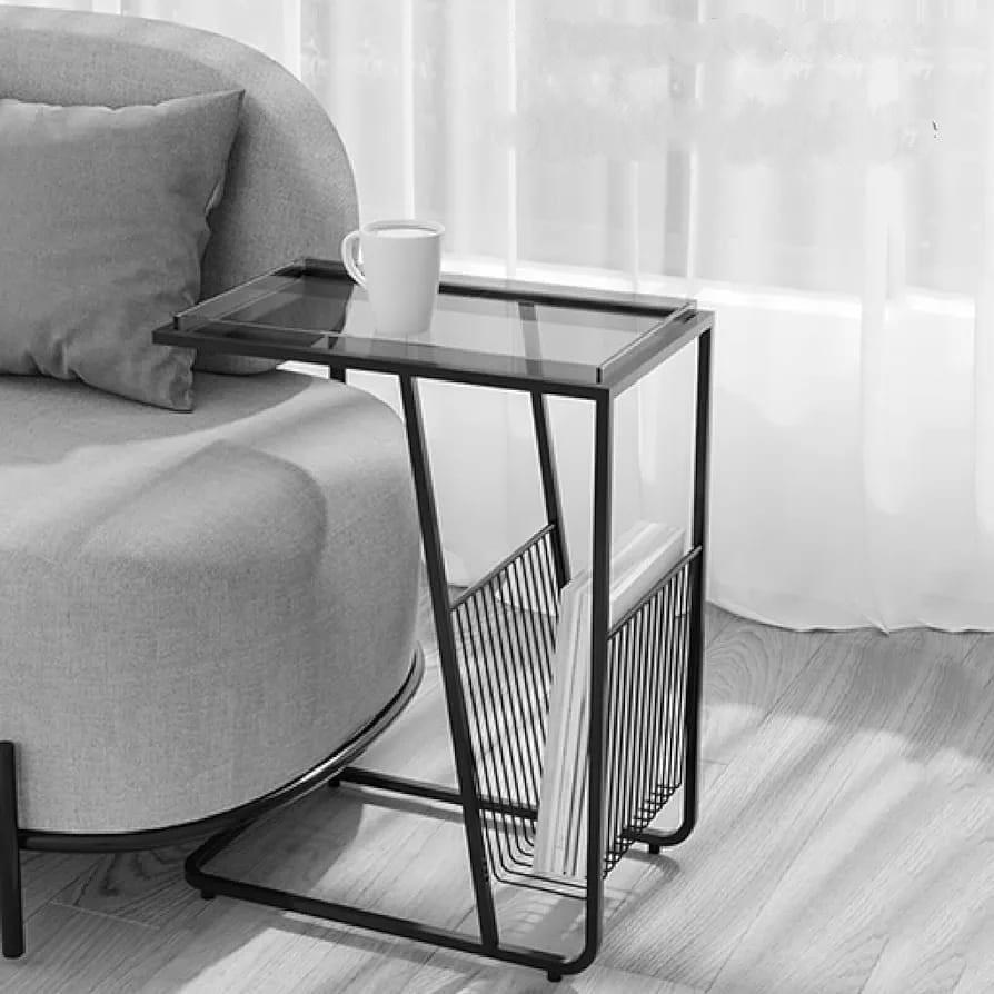 Luxurious Black Iron Rectangle Side Table - Main Image