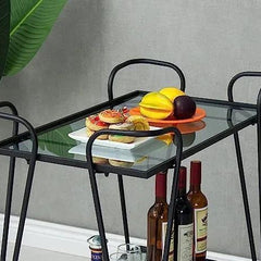 Side View of Black Rectangle Trolley with Smooth Rolling Wheels
