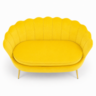 Wooden Twist Terciopelo Flared Arm Solid Wood Metal Legs Velvet Fabric Loveseat Modern Chaise Lounge