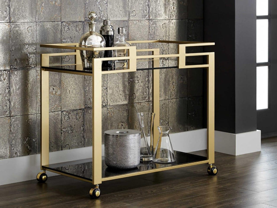 Golden finish, glass shelves