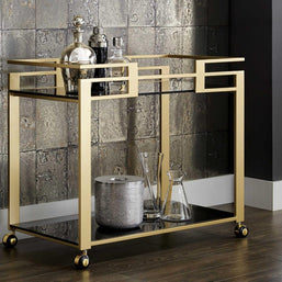 Golden Rectangle 2-Tier Serving Trolley with Glass Shelves