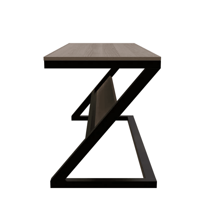 Wooden Twist Z-Shaped Executive Study Desk Table laminated Top with Steel Base - WoodenTwist