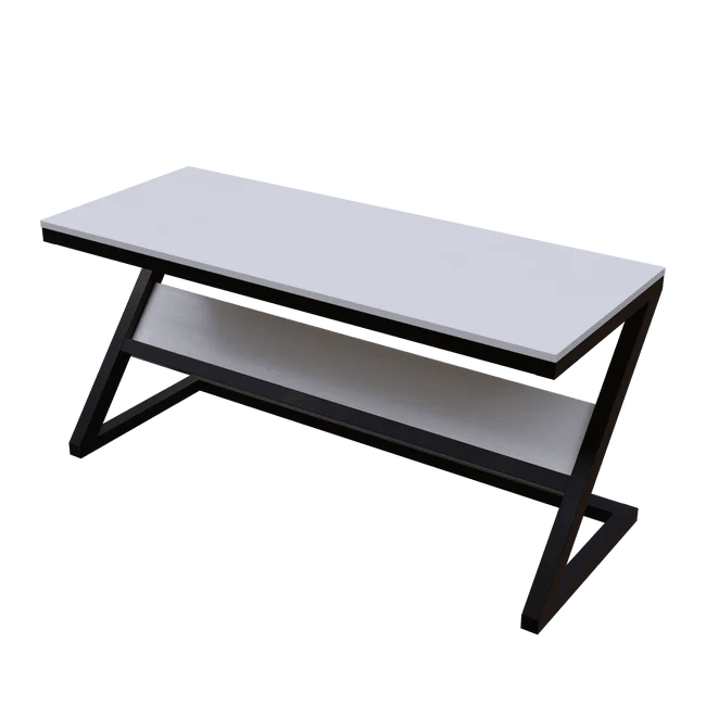 Wooden Twist Z-Shaped Executive Study Desk Table laminated Top with Steel Base - WoodenTwist