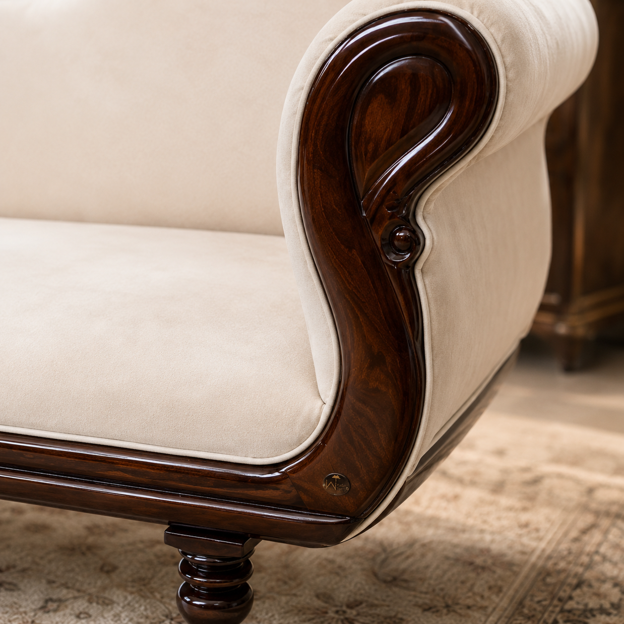 Wooden Twist Hand Carved Teak Wood Couch for Living Room