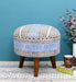 Mango Wood Foot Stool In Cotton Multicolour Colour - WoodenTwist