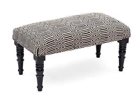 Mango Wood Bench In Cotton Black Colour - WoodenTwist
