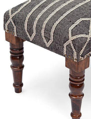 Mango Wood Bench In Cotton Black Colour - WoodenTwist