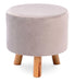 Solid Wood Foot Stool In Velvet White Colour - WoodenTwist