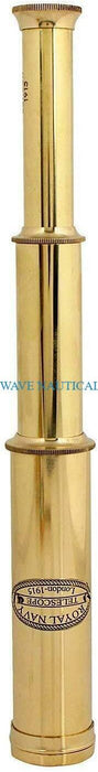Royal Navy 12 inch Antique Full Brass Telescope with in Wood Box - WoodenTwist