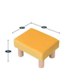 Solid Wood Foot Stool In Velvet Yellow Colour - WoodenTwist