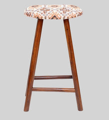 Curved Mango Wood Bar Stool In Cotton Brown Colour - WoodenTwist