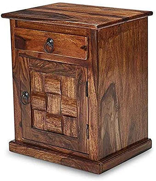 Wooden Bed Side Table with 1 Drawer and 1 Storage (Niwar) - WoodenTwist