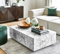 GENOA Coffee Table With WHITE Marble Finish - WoodenTwist