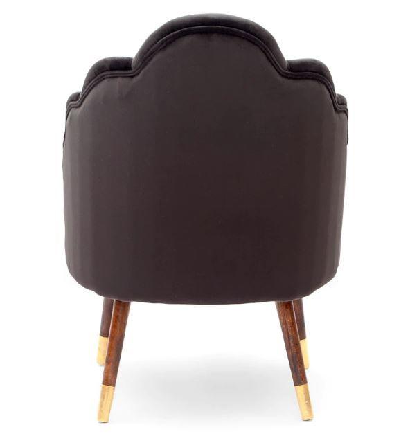 Mango Wood Peacock Chair In Velvet Black Colour - WoodenTwist
