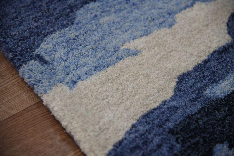 Carpet Navy Wool & Viscose Abstract Hand-Tufted - WoodenTwist