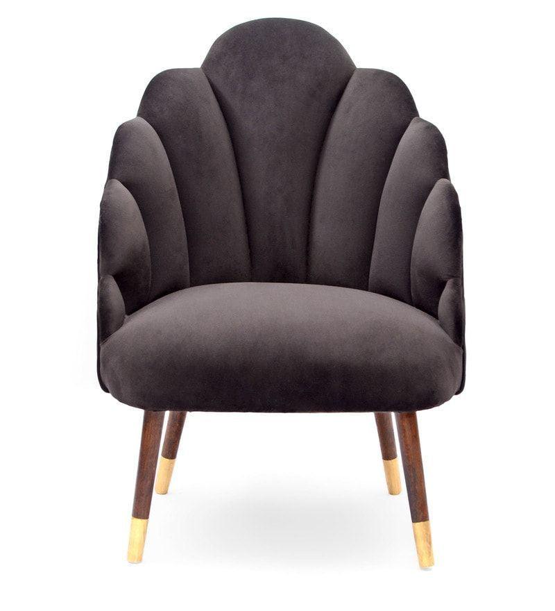 Mango Wood Peacock Chair In Velvet Black Colour - WoodenTwist